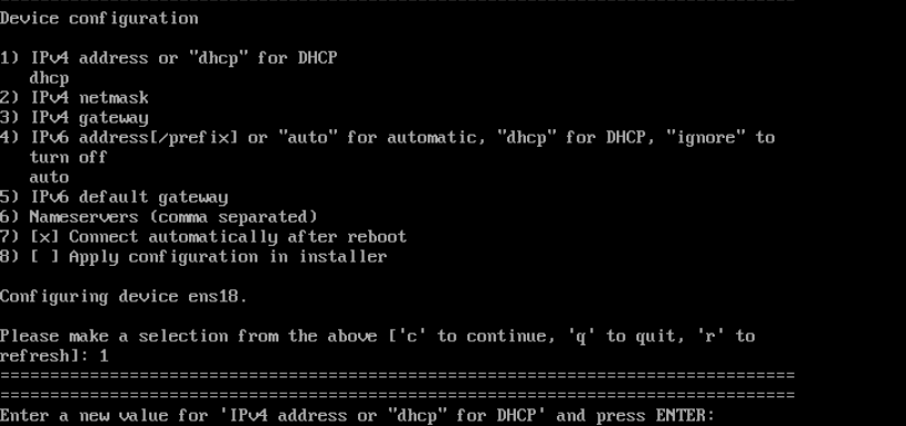 IPv4 adresini girin; gerçek CentOS Stream kurulum ekranı.