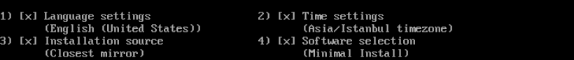 Kurulum kaynağını ve Minimal Install seçimini doğrulayın; gerçek CentOS Stream kurulum ekranı.