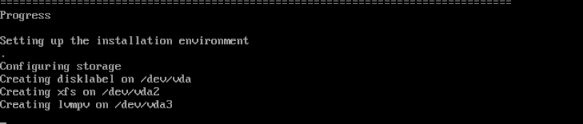 Depolama yapılandırmasının başladığını izleyin; gerçek CentOS Stream kurulum ekranı.