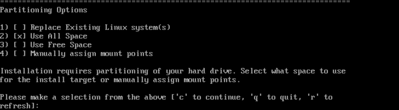 Disk alanının nasıl kullanılacağını seçin; gerçek CentOS Stream kurulum ekranı.