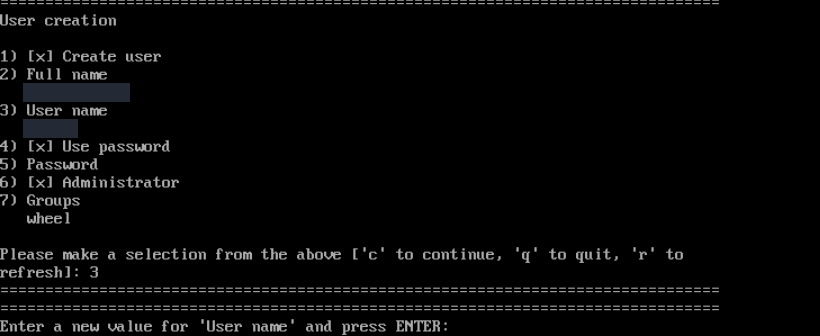 Sunucuya girişte kullanılacak adı belirleyin; gerçek CentOS Stream kurulum ekranı.